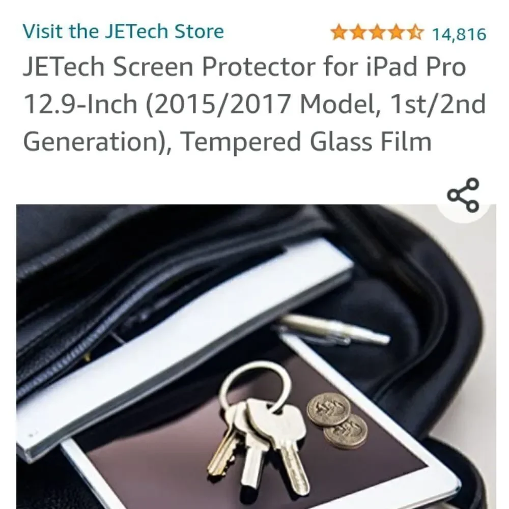 JETech Screen Protector for iPad Pro 12.9-Inch (2015/2017 Model, 1st/2nd Generat